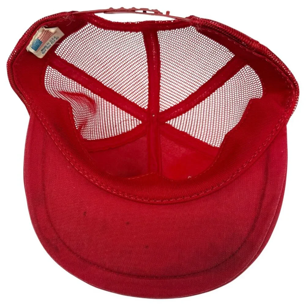 VTG Genuine Budweiser Racing Trucker Hat Red Mesh Snapback Patch Flat Bill USA - Picture 9 of 9